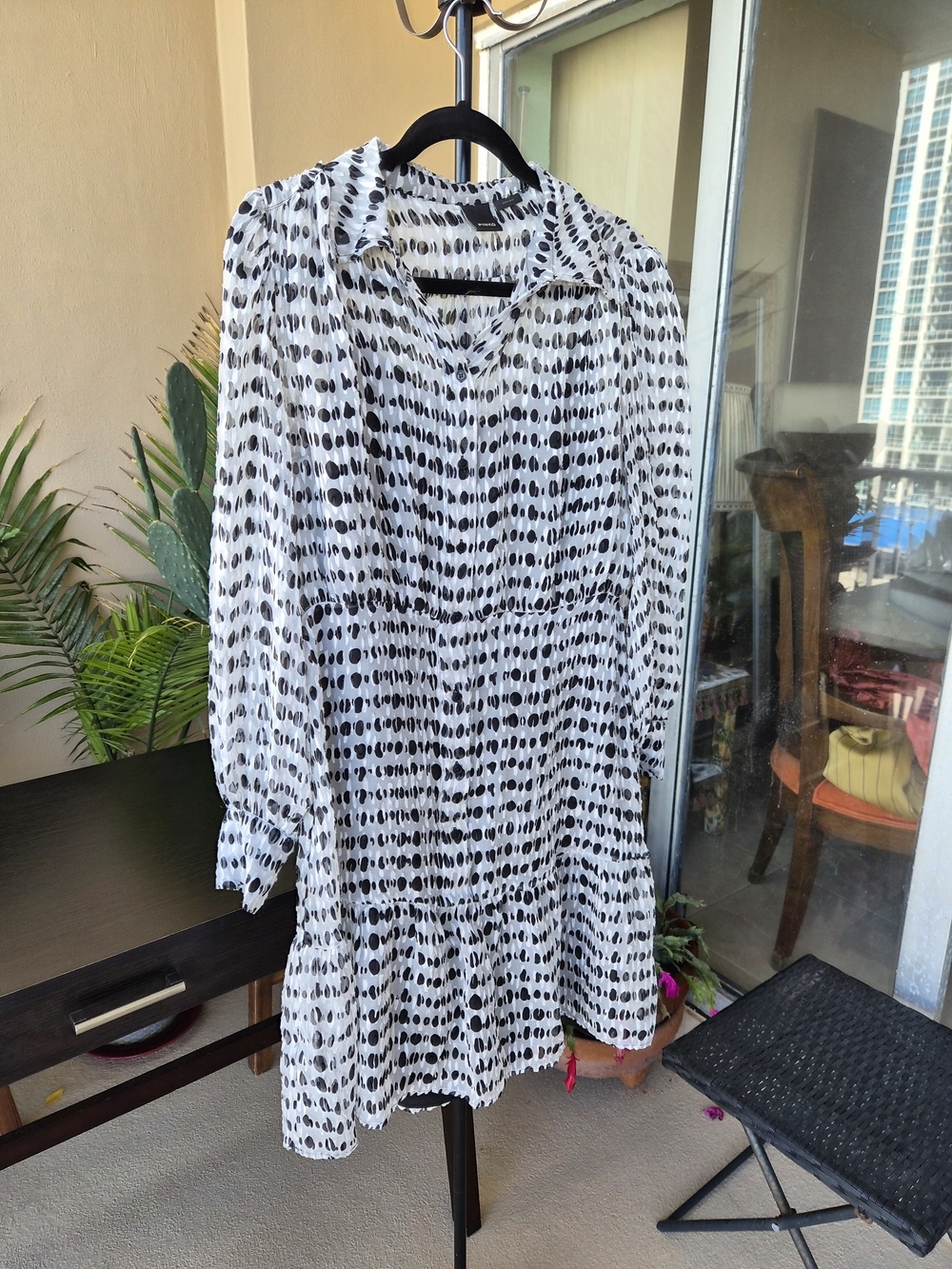 Pinko Black and White Dot Print Shirt